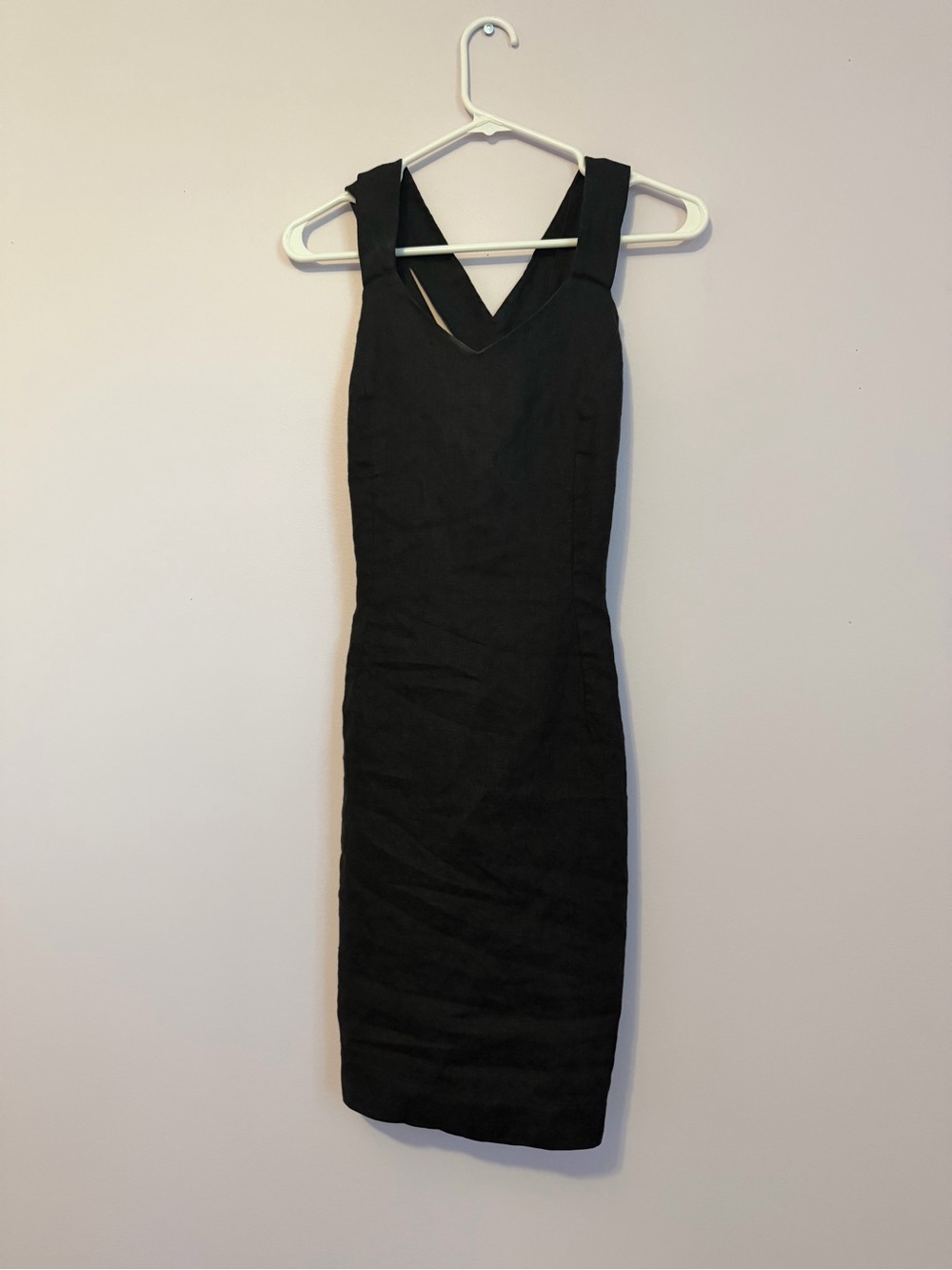 Michael Kors Black V-Back Midi Sheath Dress